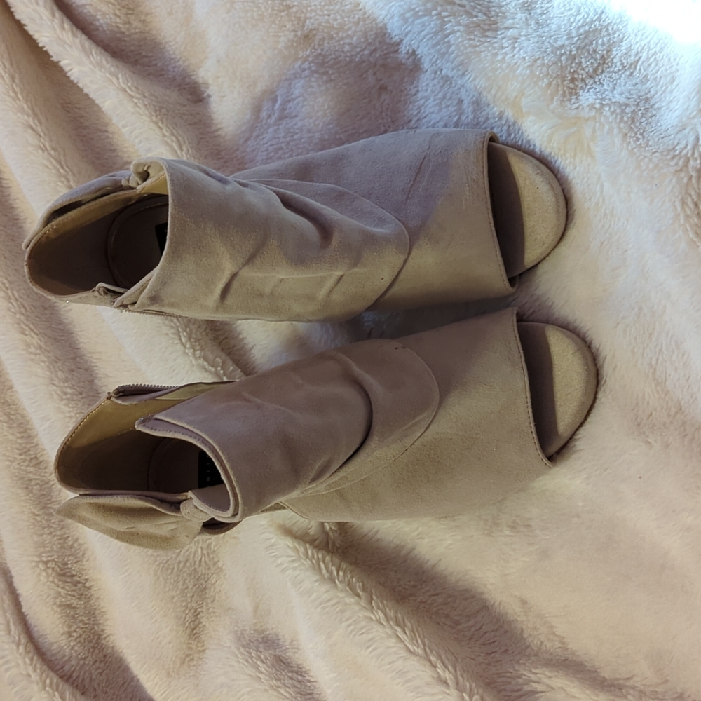 Open toed booties with heels
